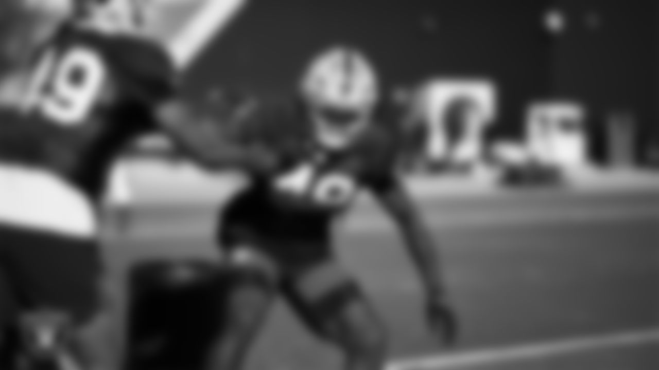 Las Vegas Raiders linebacker Jamin Davis (48) during practice at Intermountain Health Performance Center.