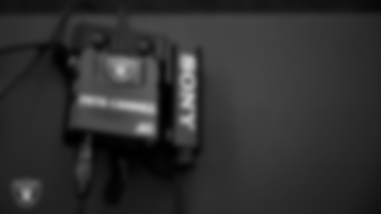 Las Vegas Raiders Head Coach Pete Carroll's headset before the regular season away game against the Houston Texans at NRG Stadium.