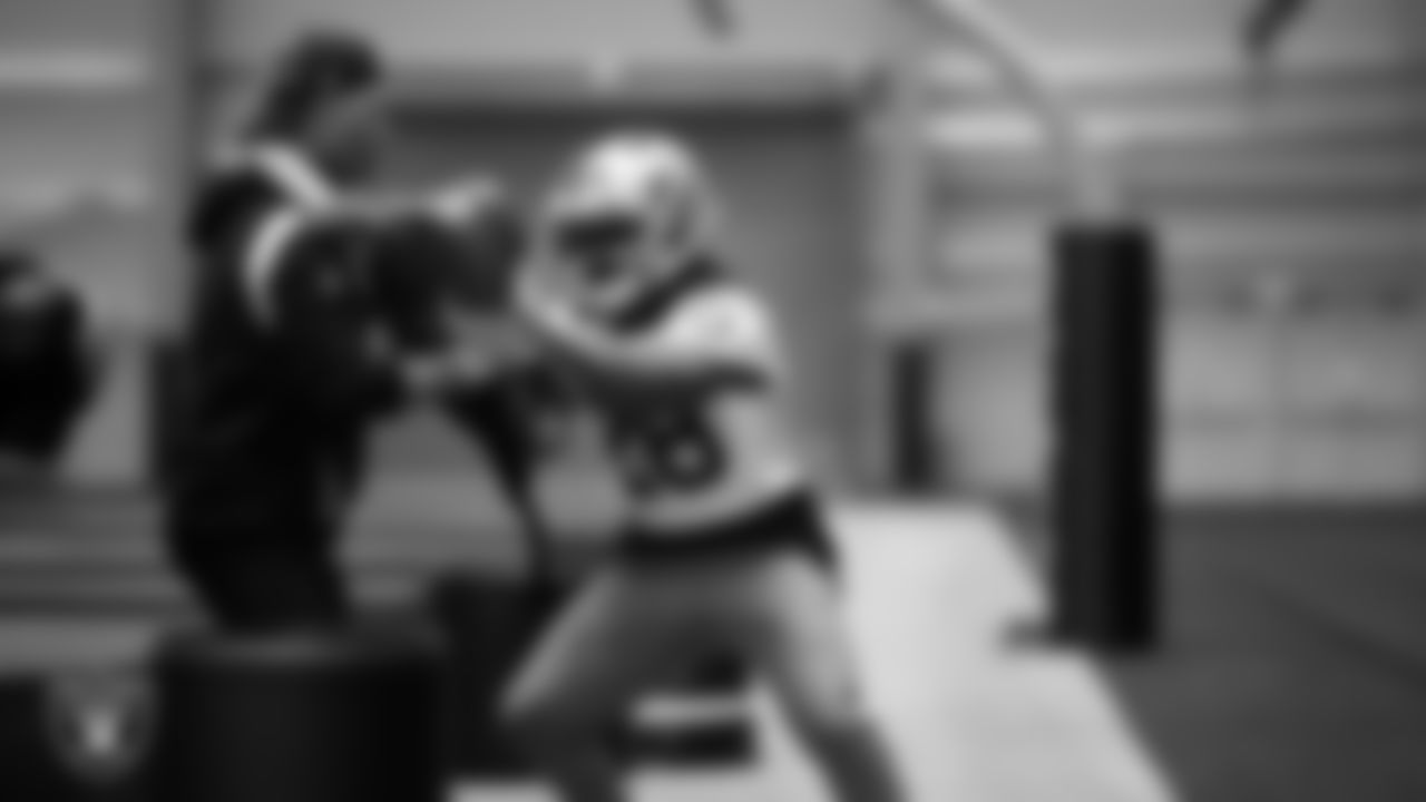 Las Vegas Raiders running back Sincere McCormick (28) at an Organized Team Activity (OTA) at Intermountain Health Performance Center.