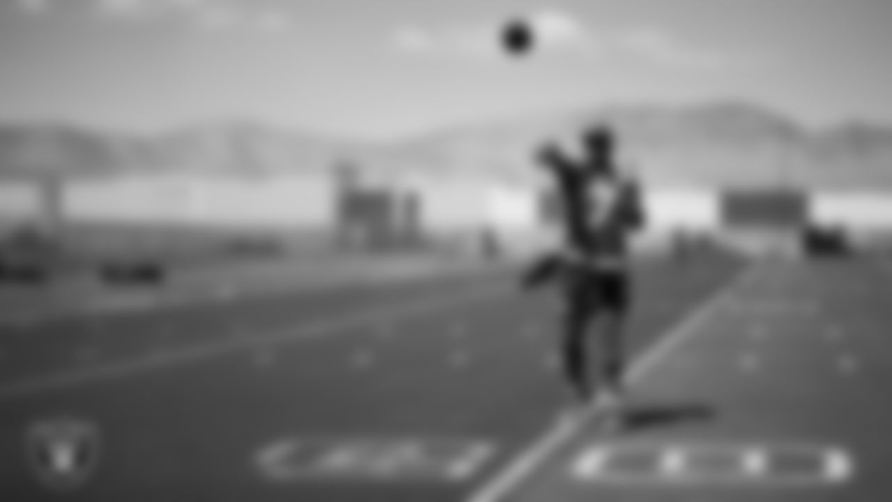 Las Vegas Raiders quarterback Geno Smith (7) at a workout during phase two of the offseason program at Intermountain Health Performance Center.