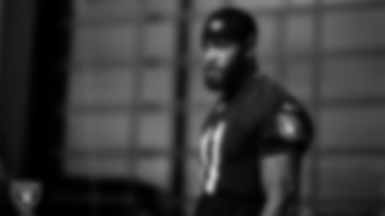 Las Vegas Raiders safety Jeremy Chinn (11) during practice at Intermountain Health Performance Center.