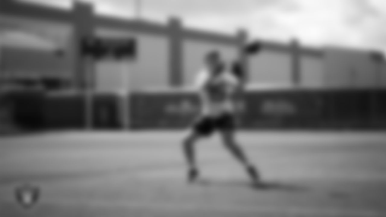 Las Vegas Raiders wide receiver Kyle Philips (15) at a workout during phase two of the offseason program at Intermountain Health Performance Center.