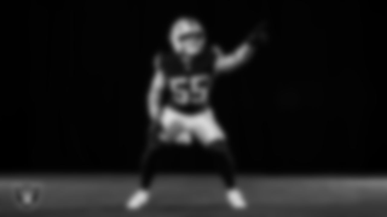 Las Vegas Raiders linebacker Cody Lindenberg (55) poses for a photo at the 2025 Raiders Media Day.