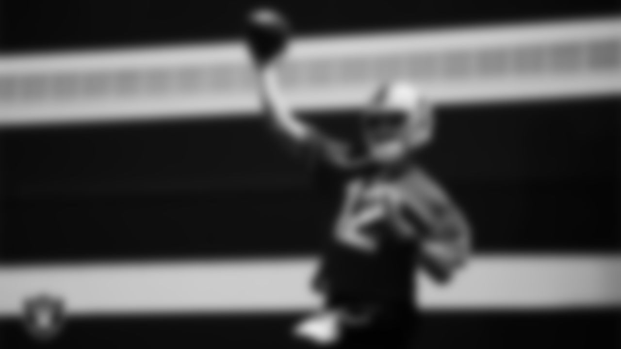 Las Vegas Raiders quarterback Aidan O'Connell (12) on the field for mandatory minicamp at Intermountain Health Performance Center.
