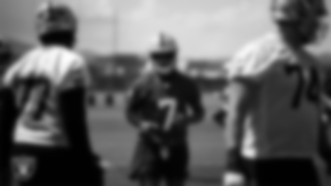 Las Vegas Raiders quarterback Geno Smith (7) at an Organized Team Activity (OTA) at Intermountain Health Performance Center.