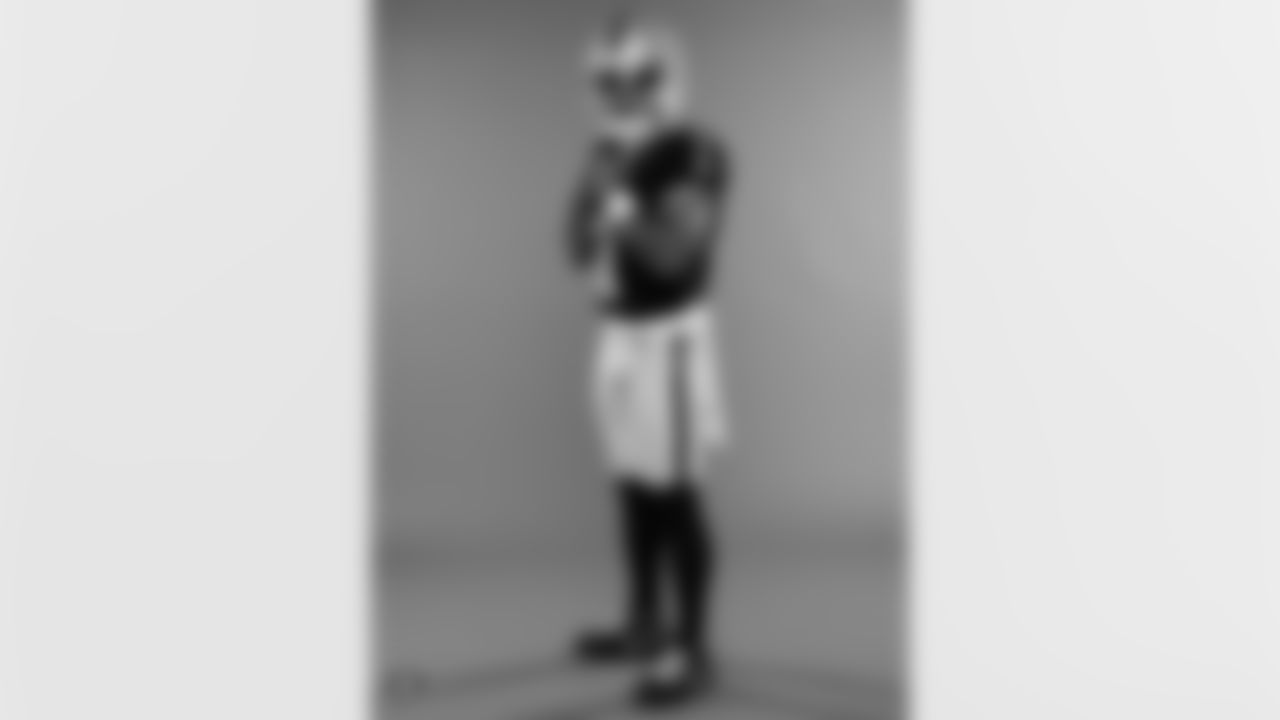 Las Vegas Raiders wide receiver Tre Tucker (1) poses for a photo at the 2025 Raiders Media Day.