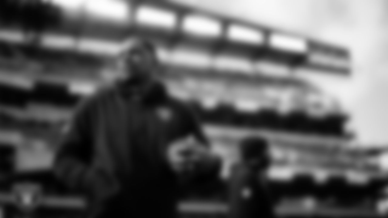 Las Vegas Raiders defensive assistant/linebackers coach Ty McKenzie before the regular season away game against the Philadelphia Eagles at Lincoln Financial Field.