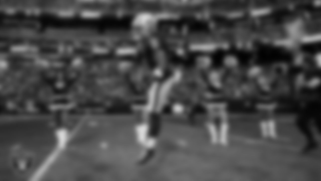 Las Vegas Raiders running back Ashton Jeanty (2) is introduced onto the field before the regular season home game against the New York Giants at Allegiant Stadium.