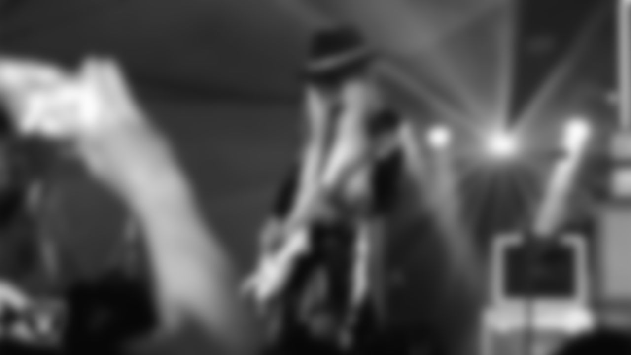 The Power of 3 performs at the Modelo Tailgate Zone before the Las Vegas Raiders' regular season home game against the Dallas Cowboys at Allegiant Stadium.