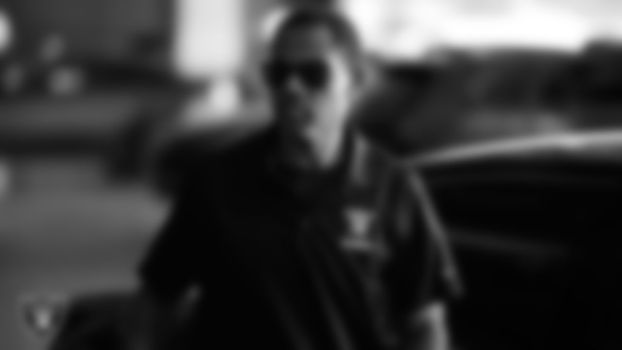 Las Vegas Raiders TV analyst and alumnus Eric Allen arrives to the regular season home game against the Cleveland Browns at Allegiant Stadium.