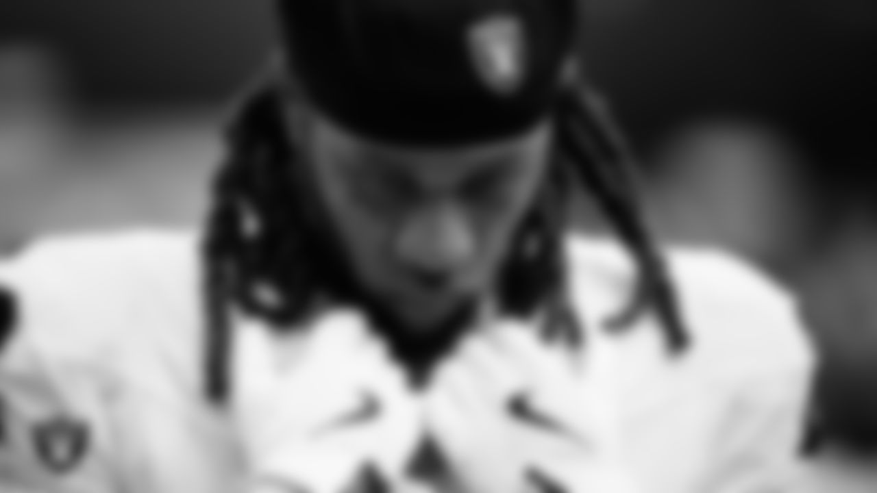 Las Vegas Raiders cornerback Eric Stokes (22) during the national anthem before the regular season away game against the Los Angeles Chargers at SoFi Stadium.