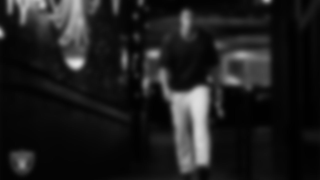 Las Vegas Raiders defensive end Tyree Wilson (9) arrives to the regular season home game against the Dallas Cowboys at Allegiant Stadium.