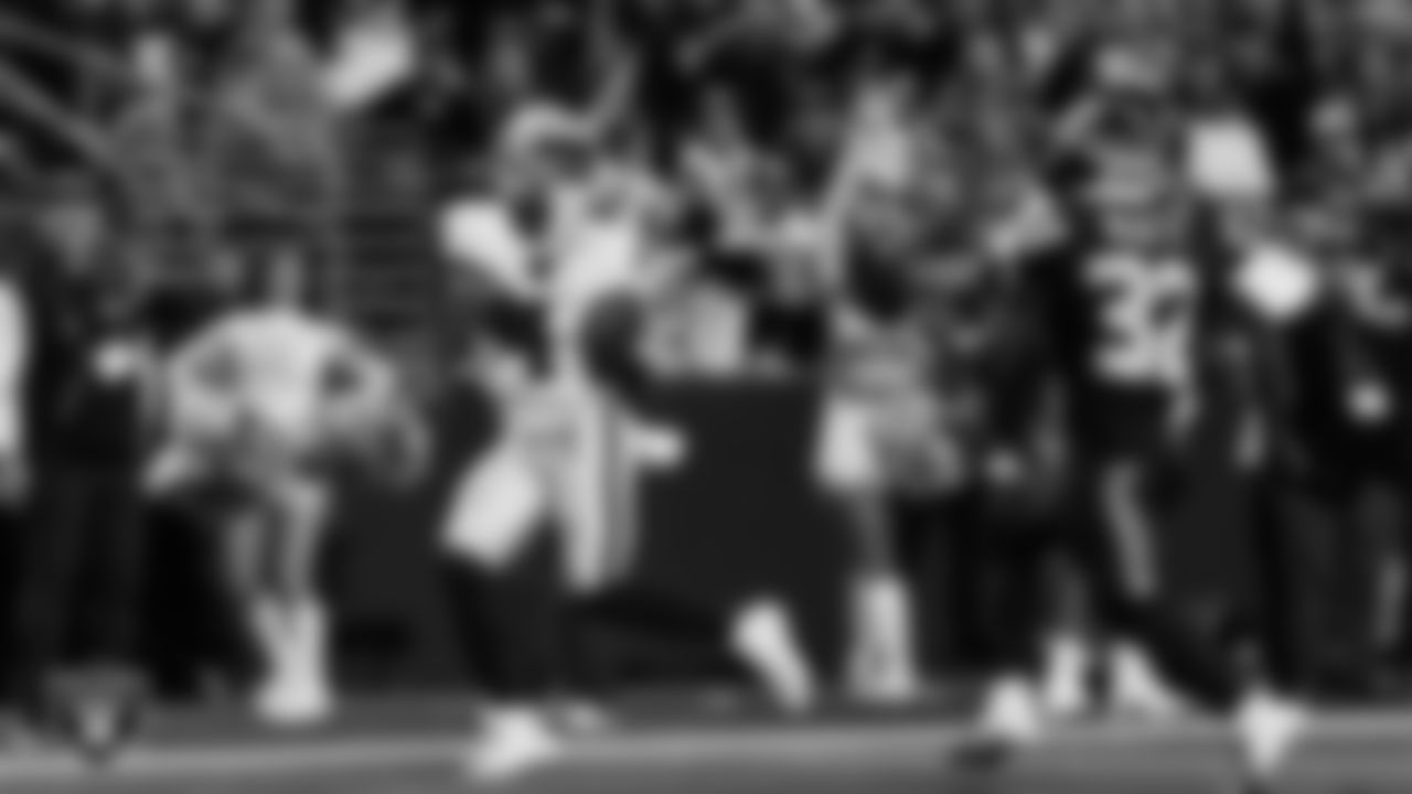 Las Vegas Raiders wide receiver Shedrick Jackson (4) goes to make a 41-yard touchdown catch during the preseason away game against the Seattle Seahawks at Lumen Field.