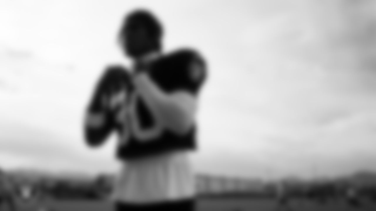 Las Vegas Raiders cornerback Darnay Holmes (30) during practice at Intermountain Health Performance Center.