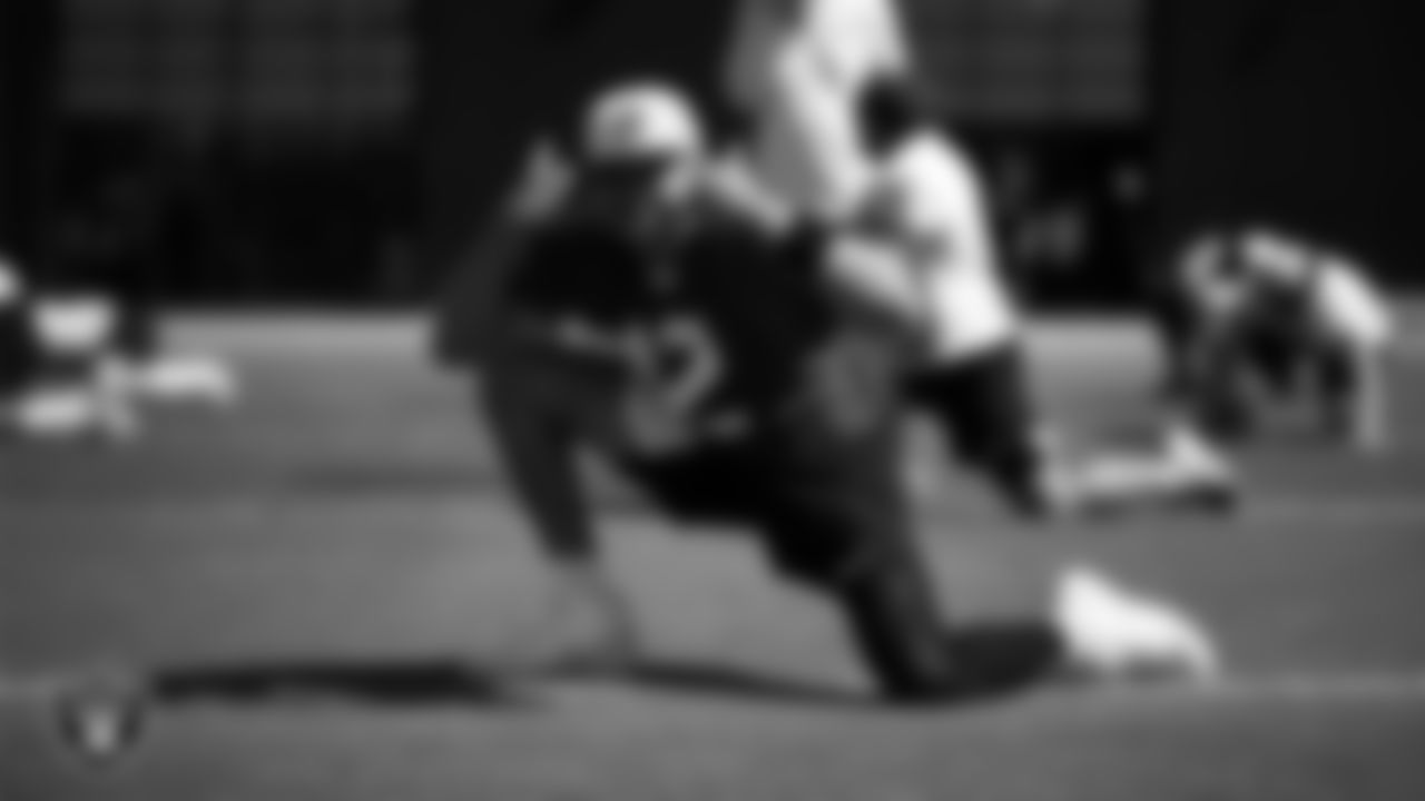 Las Vegas Raiders quarterback Aidan O'Connell (12) at a workout during phase two of the offseason program at Intermountain Health Performance Center.