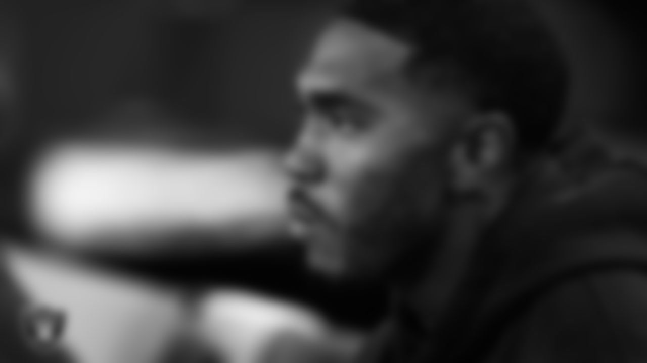 Las Vegas Raiders wide receiver DJ Turner (19) on the bench during the regular season home game against the Dallas Cowboys at Allegiant Stadium.