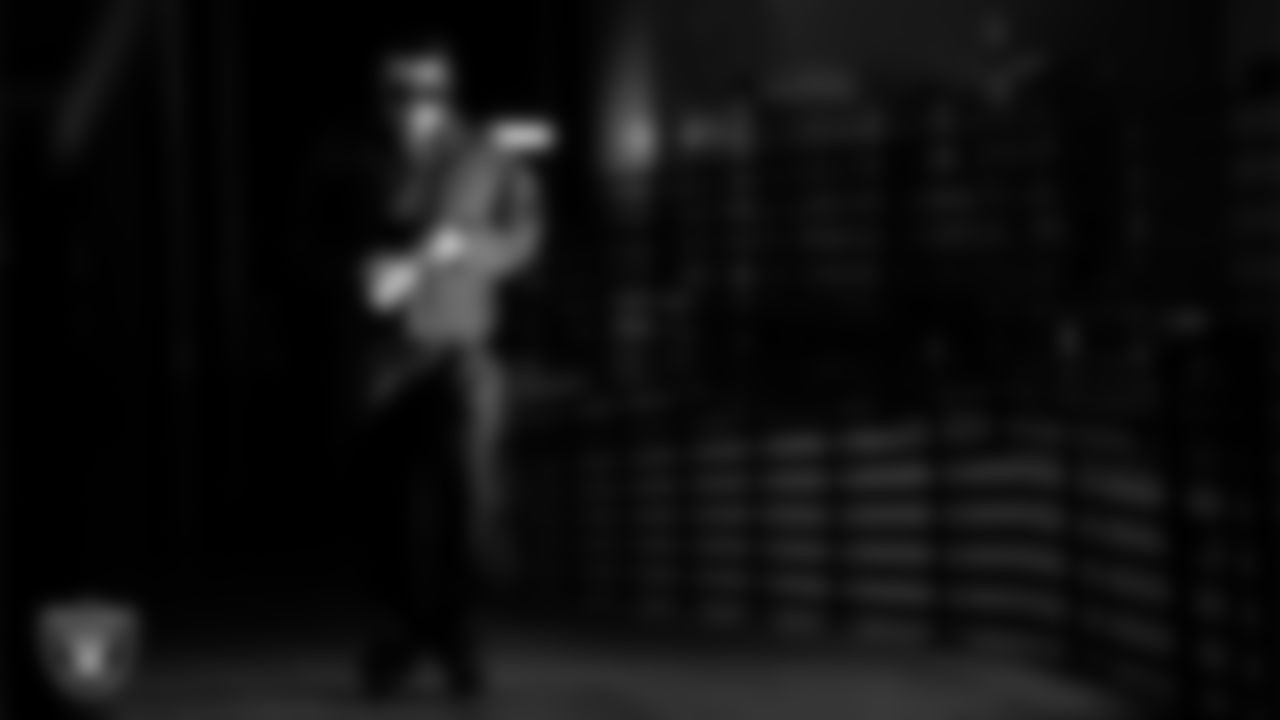 Las Vegas Raiders defensive end Maxx Crosby (98) arrives to the regular season home game against the Kansas City Chiefs at Allegiant Stadium.