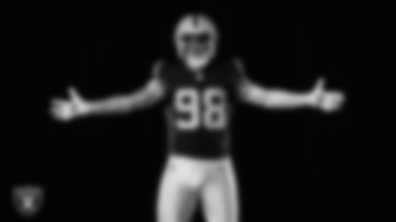 Las Vegas Raiders defensive end Maxx Crosby (98) poses for a photo at the 2025 Raiders Media Day.