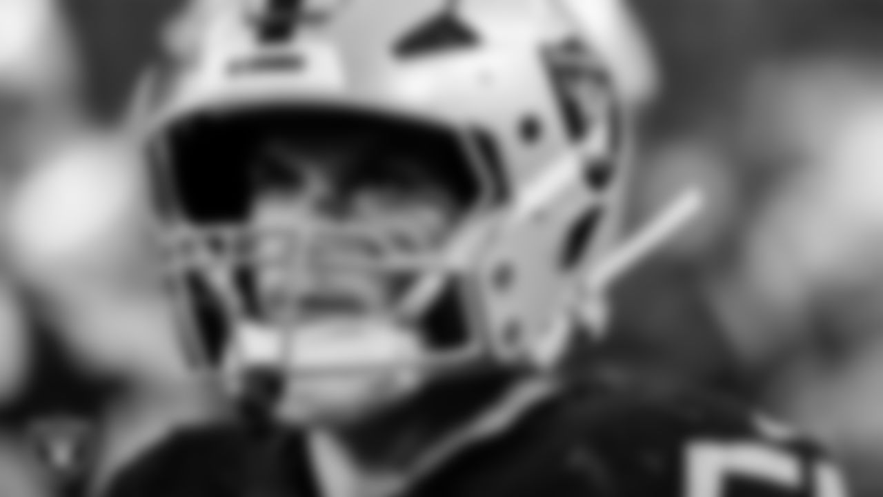 Las Vegas Raiders linebacker Cody Lindenberg (55) during the regular season home game against the Dallas Cowboys at Allegiant Stadium.