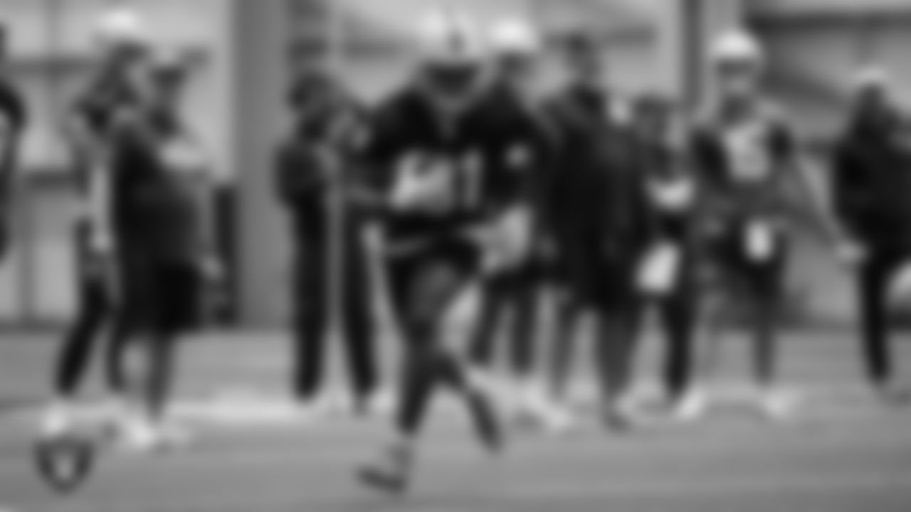 Las Vegas Raiders running back Raheem Mostert (31) during practice at Intermountain Health Performance Center.