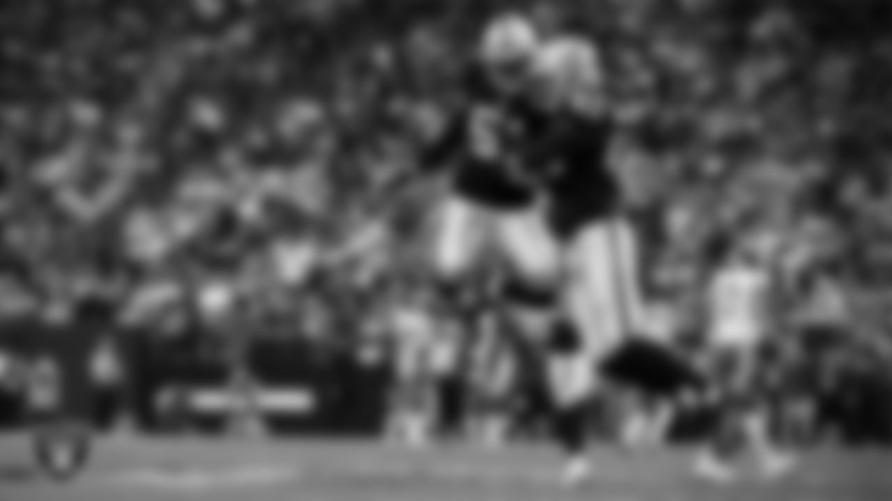 Las Vegas Raiders defensive end Malcolm Koonce (51) and defensive end Charles Snowden (49) during the regular season home game against the Kansas City Chiefs at Allegiant Stadium.