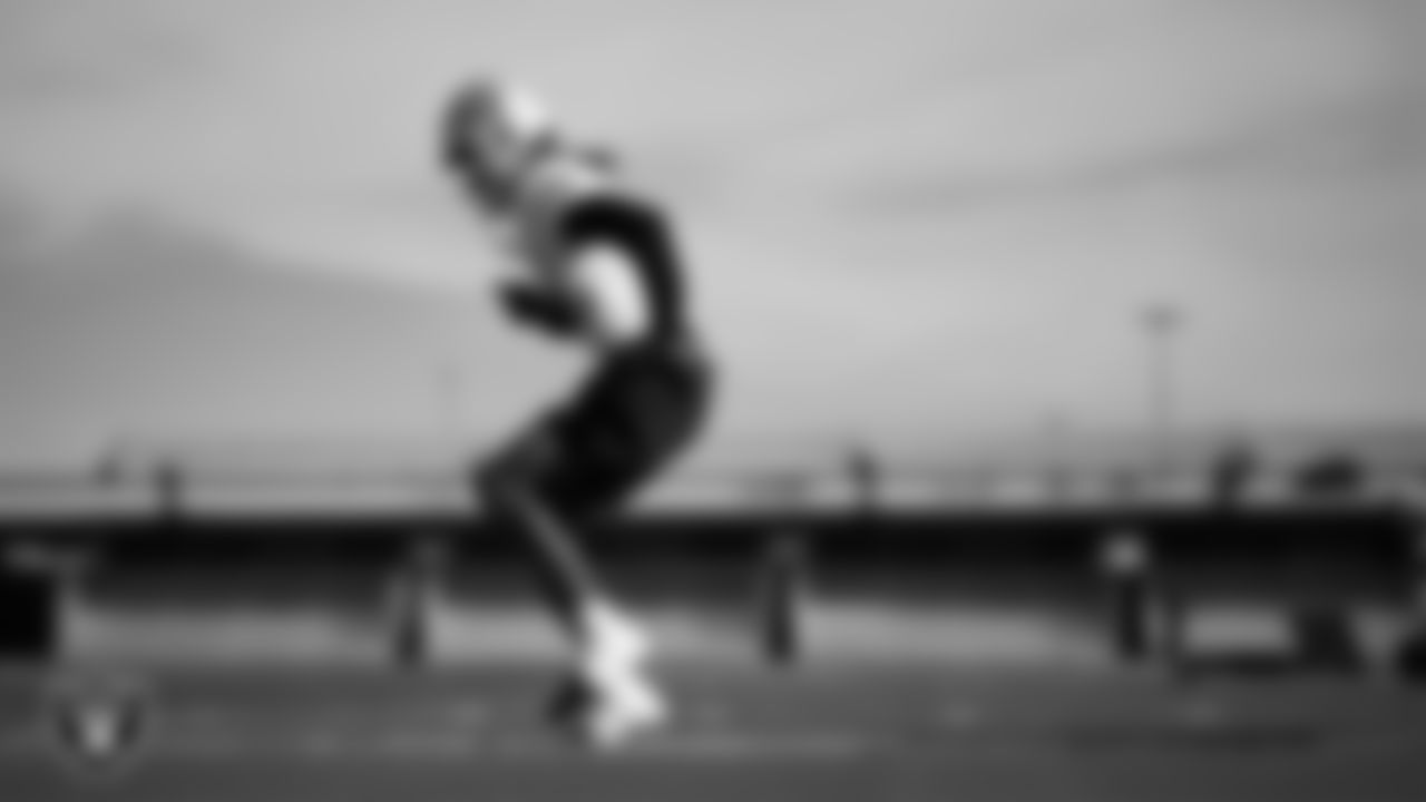 Las Vegas Raiders wide receiver Dont'e Thornton Jr. (10) during practice at Intermountain Health Performance Center.