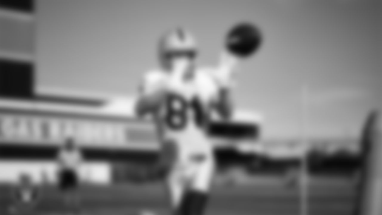 Las Vegas Raiders wide receiver Alex Bachman (81) during practice at Intermountain Health Performance Center.