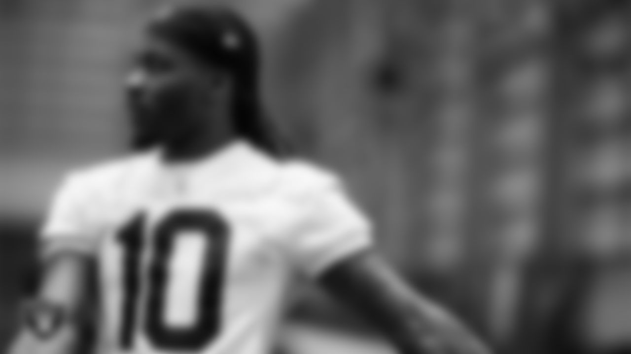 Las Vegas Raiders wide receiver Dont'e Thornton Jr. (10) at an Organized Team Activity (OTA) at Intermountain Health Performance Center.