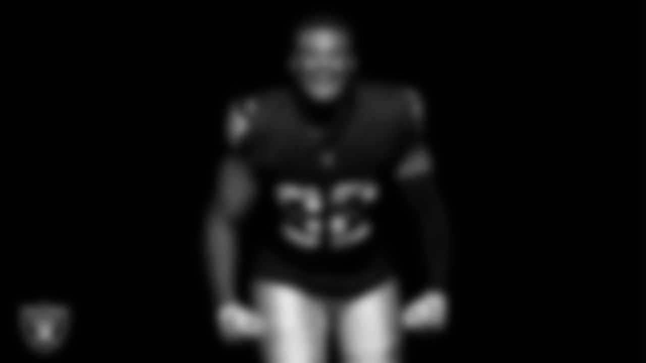 Las Vegas Raiders defensive tackle JJ Pegues (92) poses for a photo at the 2025 Raiders Media Day.