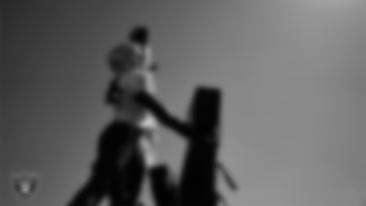 Las Vegas Raiders defensive end Jahfari Harvey (91) during practice at Intermountain Health Performance Center.