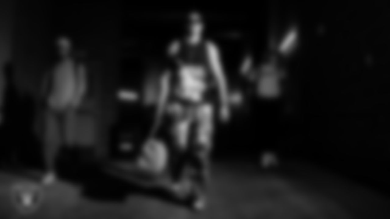 Las Vegas Raiders wide receiver Jack Bech (18) arrives to the regular season away game against the Houston Texans at NRG Stadium.