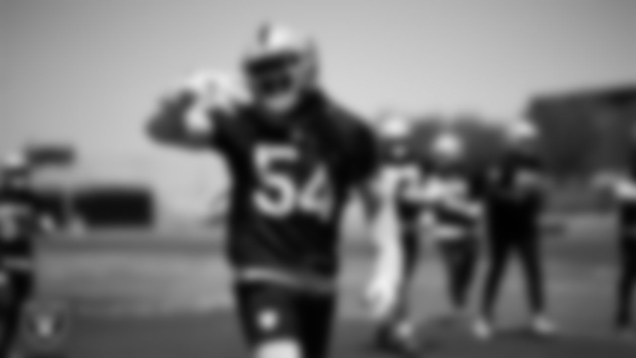 Las Vegas Raiders linebacker Jaylon Smith (54) at an Organized Team Activity (OTA) at Intermountain Health Performance Center.