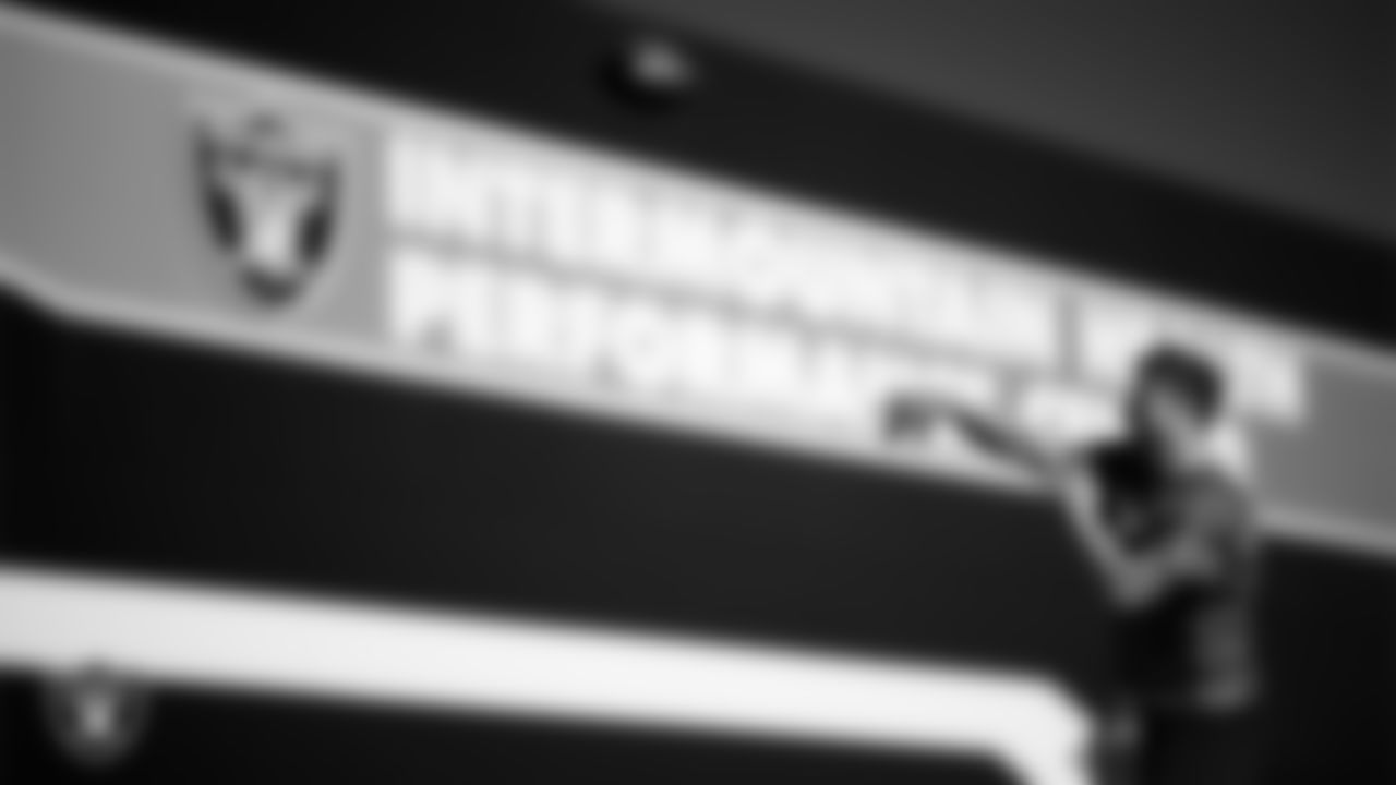 Las Vegas Raiders quarterback Cam Miller (5) during practice at Intermountain Health Performance Center.