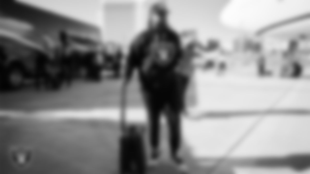 Las Vegas Raiders defensive tackle Adam Butler (69) departs for the regular season away game against the Kansas City Chiefs.
