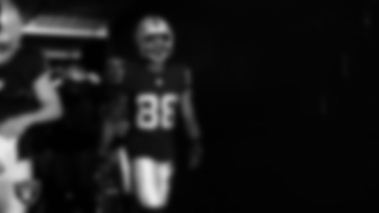 Las Vegas Raiders wide receiver Justin Shorter (88) walks down the tunnel before the regular season home game against the Tennessee Titans at Allegiant Stadium.