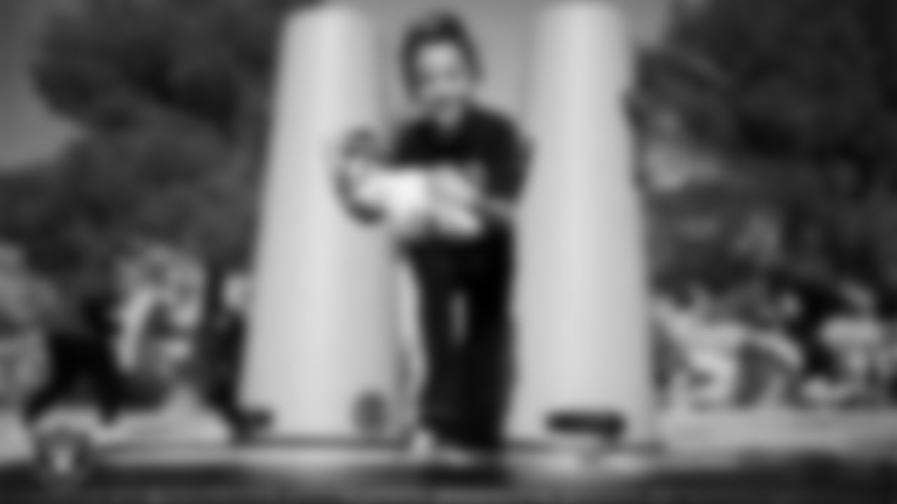 Students participate in a Raiders Junior Training Camp during a Raiders Spirit Day at Richard H. Bryan Elementary School.