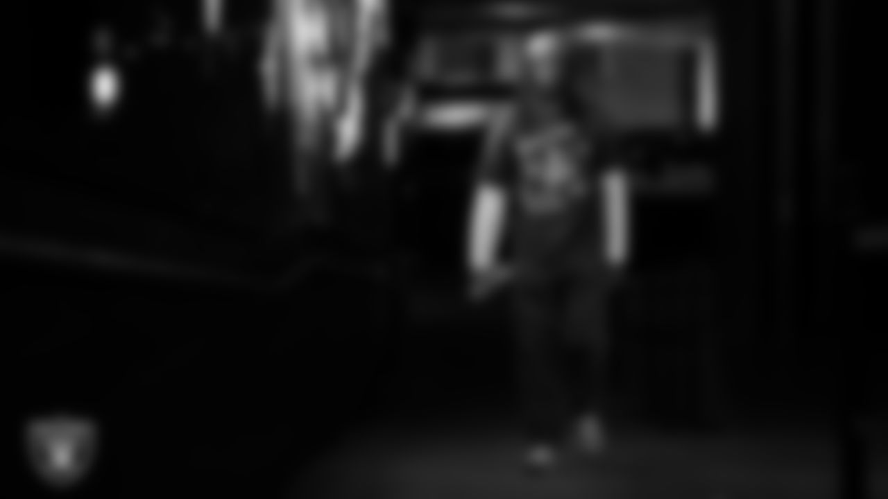 Las Vegas Raiders cornerback Eric Stokes (22) arrives to the regular season home game against the Tennessee Titans at Allegiant Stadium.