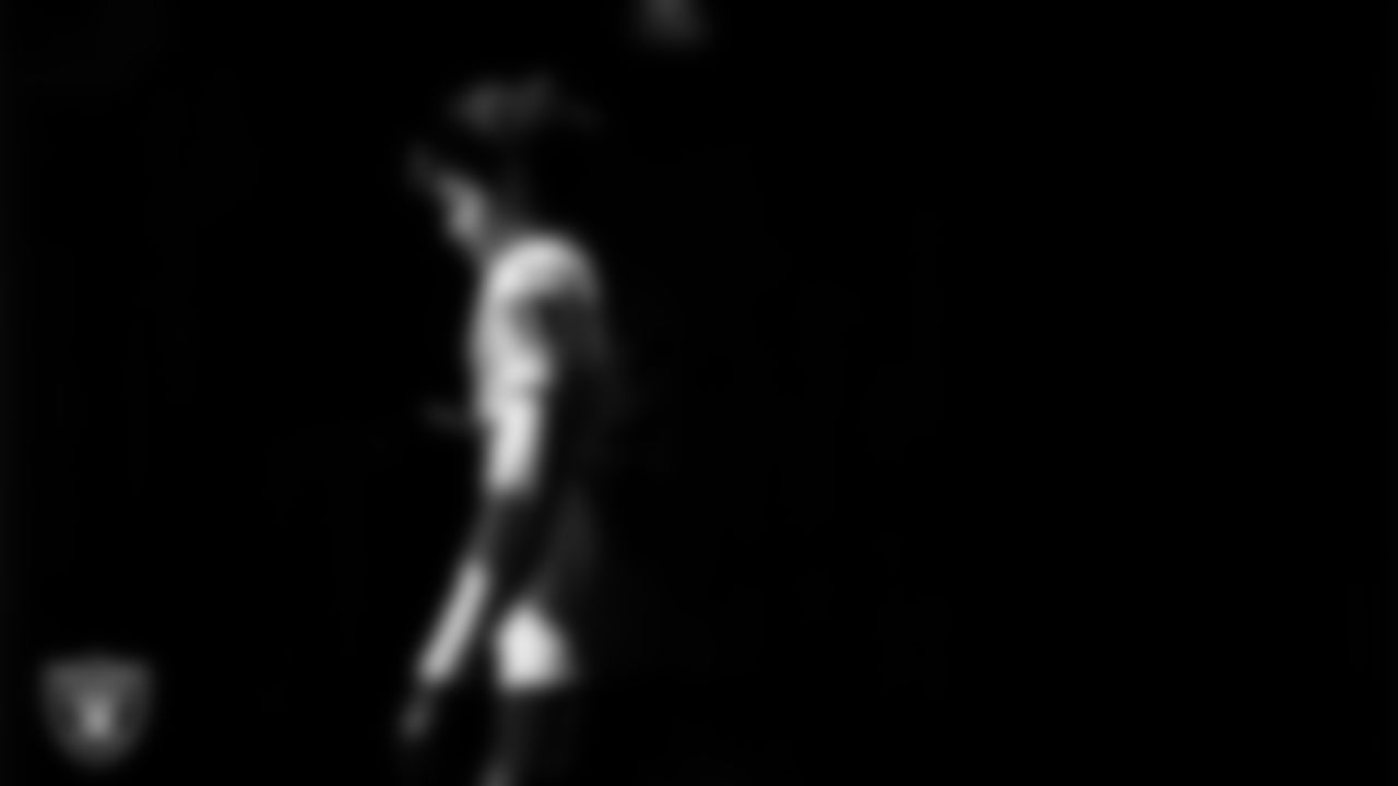 Las Vegas Raiders safety Tristin McCollum (27) walks out to the field for practice at Intermountain Health Performance Center.