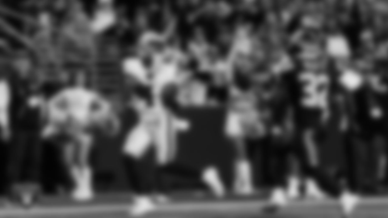 Las Vegas Raiders wide receiver Shedrick Jackson (4) goes to make a 41-yard touchdown catch during the preseason away game against the Seattle Seahawks at Lumen Field.