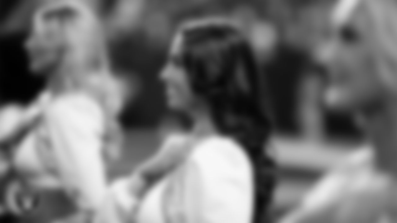 Raiderette Raegen during the national anthem before the regular season home game against the Los Angeles Chargers at Allegiant Stadium.