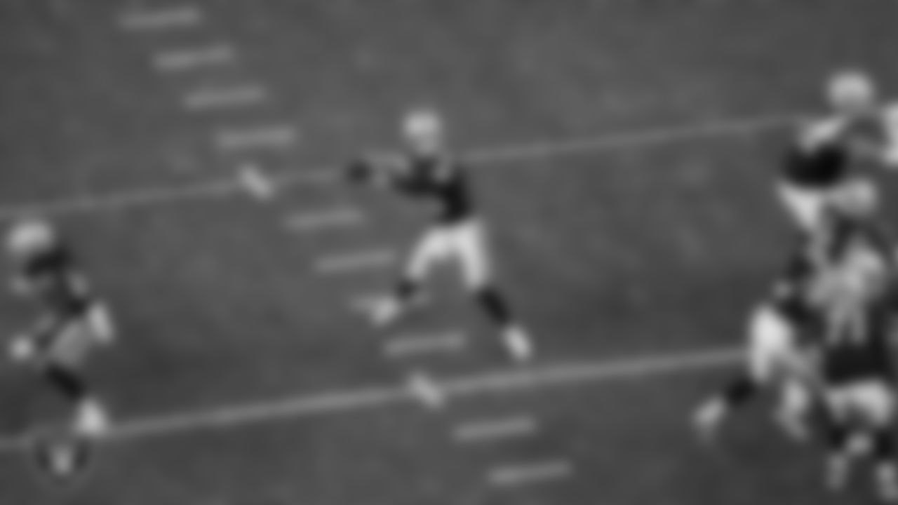 Las Vegas Raiders quarterback Kenny Pickett (15) passes during the regular season home game against the Kansas City Chiefs at Allegiant Stadium.