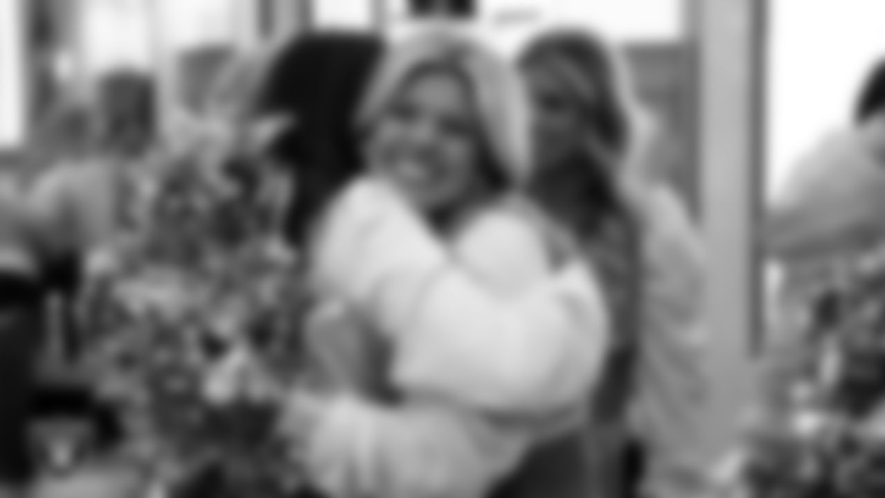 Raiderettes Reagan and Isabella in the locker room before the regular season home game against the Kansas City Chiefs at Allegiant Stadium.