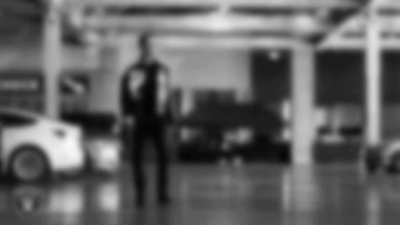 Las Vegas Raiders wide receiver Alex Bachman (81) arrives to the regular season home game against the New York Giants at Allegiant Stadium.