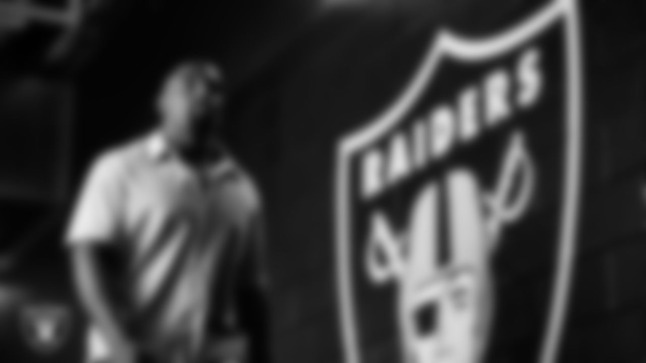 Las Vegas Raiders defensive tackle Thomas Booker IV (99) arrives to the regular season home game against the Tennessee Titans at Allegiant Stadium.