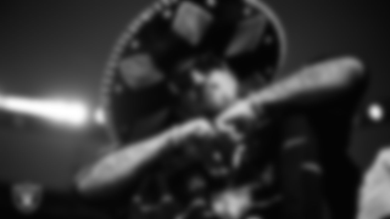 A fan before the Las Vegas Raiders' regular season away game against the Denver Broncos at Empower Field at Mile High.