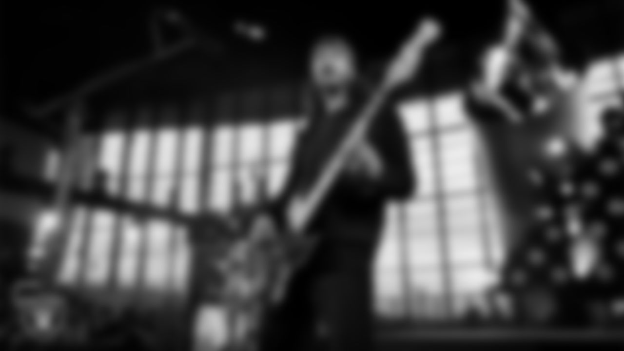 Rock band Third Eye Blind performs during halftime at the Las Vegas Raiders' regular season home game against the Kansas City Chiefs at Allegiant Stadium.