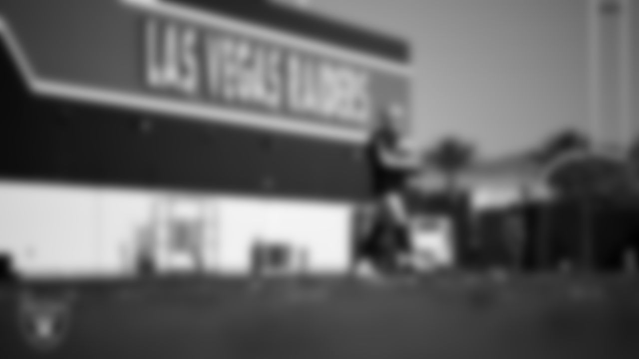 Las Vegas Raiders kicker Daniel Carlson (8) during practice at Intermountain Health Performance Center.