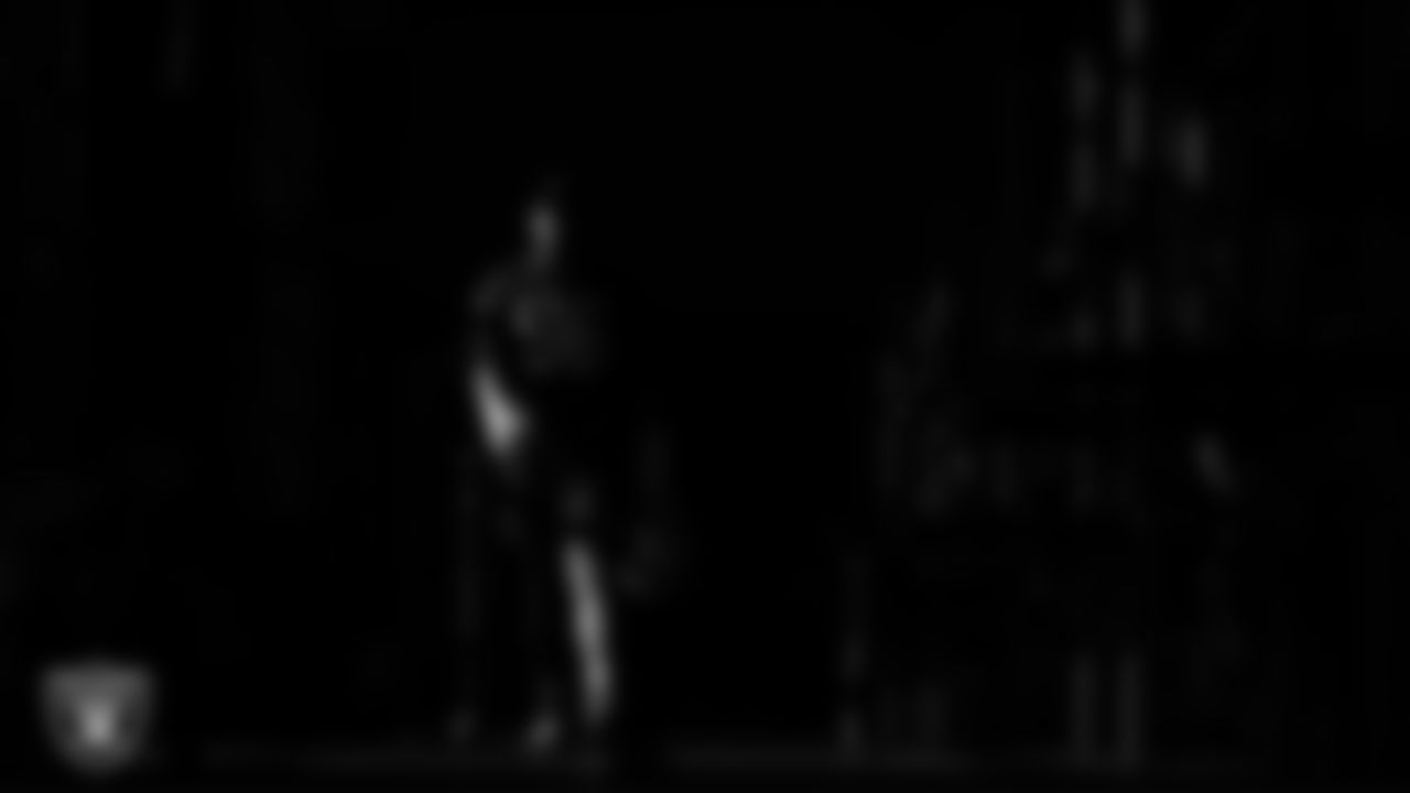 Las Vegas Raiders defensive tackle Jonah Laulu (96) during practice at Intermountain Health Performance Center.