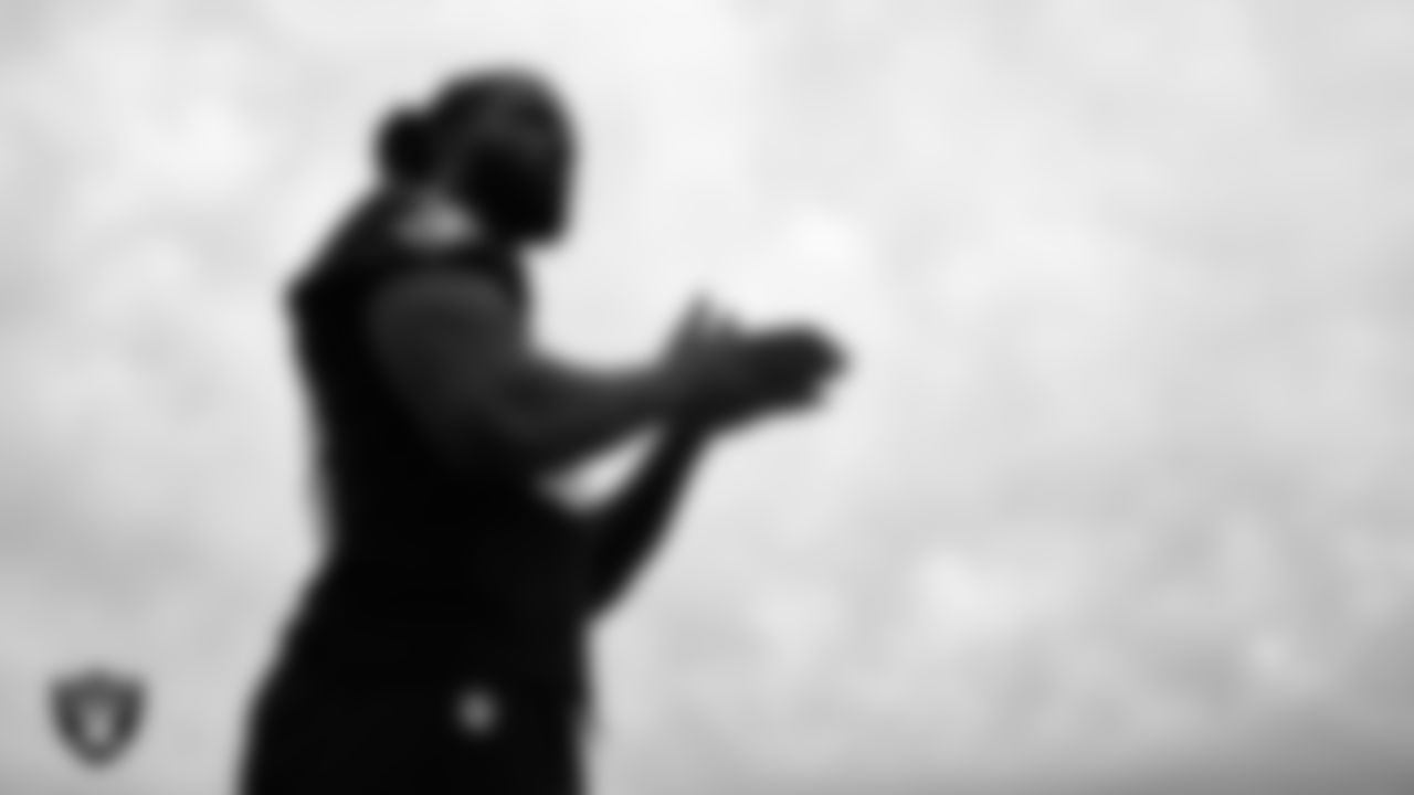 Las Vegas Raiders tight end Ian Thomas (80) during practice at Intermountain Health Performance Center.