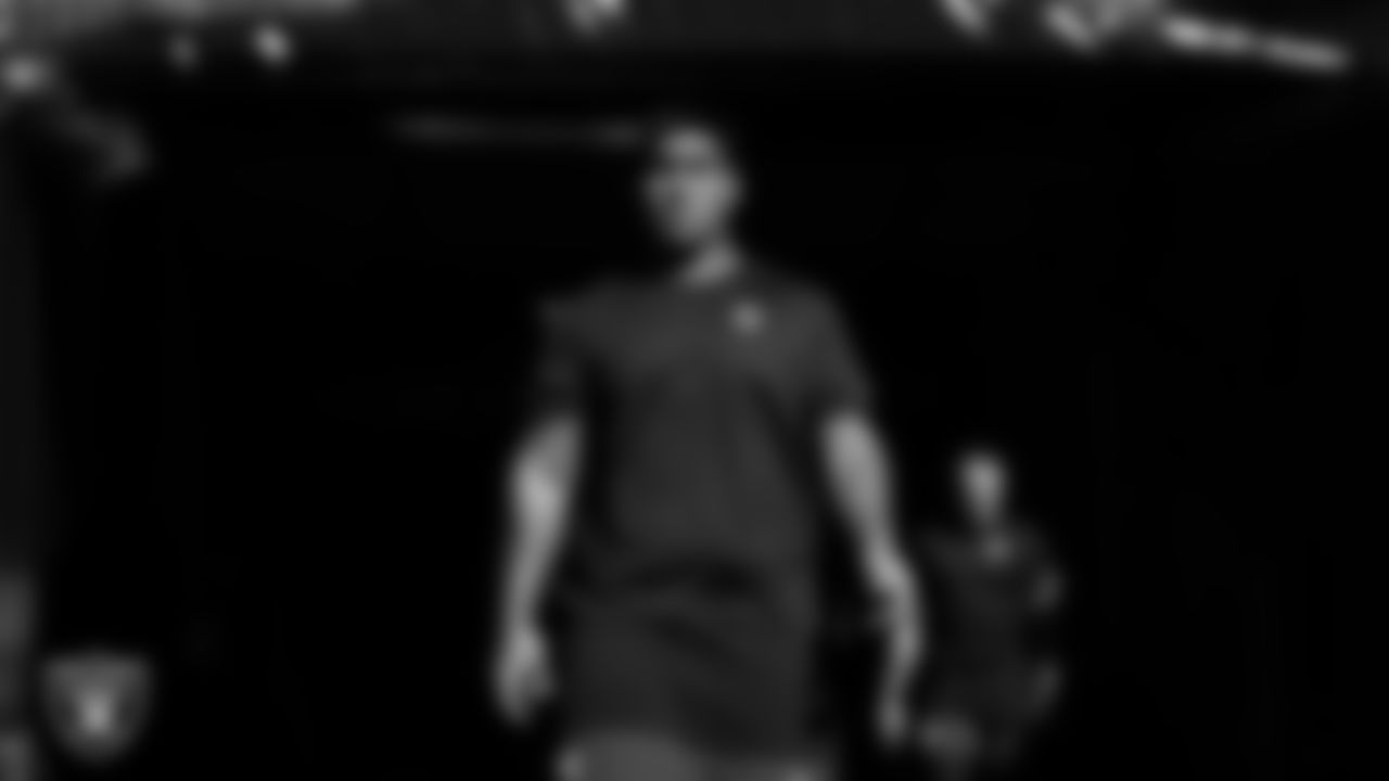Las Vegas Raiders offensive lineman Laki Tasi (79) walks down the tunnel before the preseason away game against the Seattle Seahawks at Lumen Field.